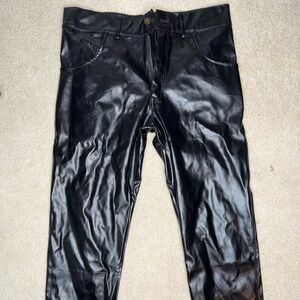 Men's Black Leather Pants 36”